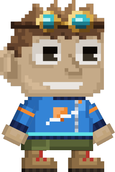 The Shiplanet explorer in an azure bomber jacket and sky goggles